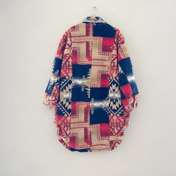 Anthropologie Pilcro Leopard Duster Jacket Sherpa Southwestern Country Boho Med - Picture 5 of 16